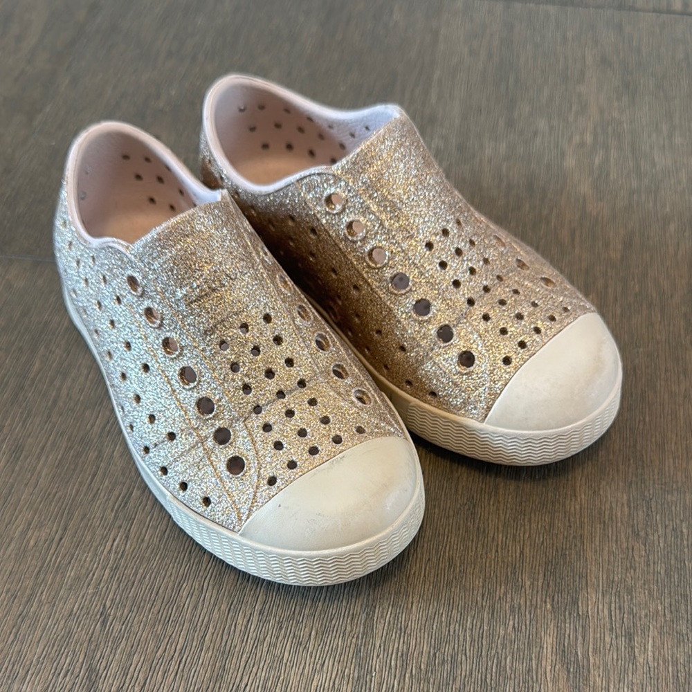 Native Gold Sparkle Kids Slip-On Shoes